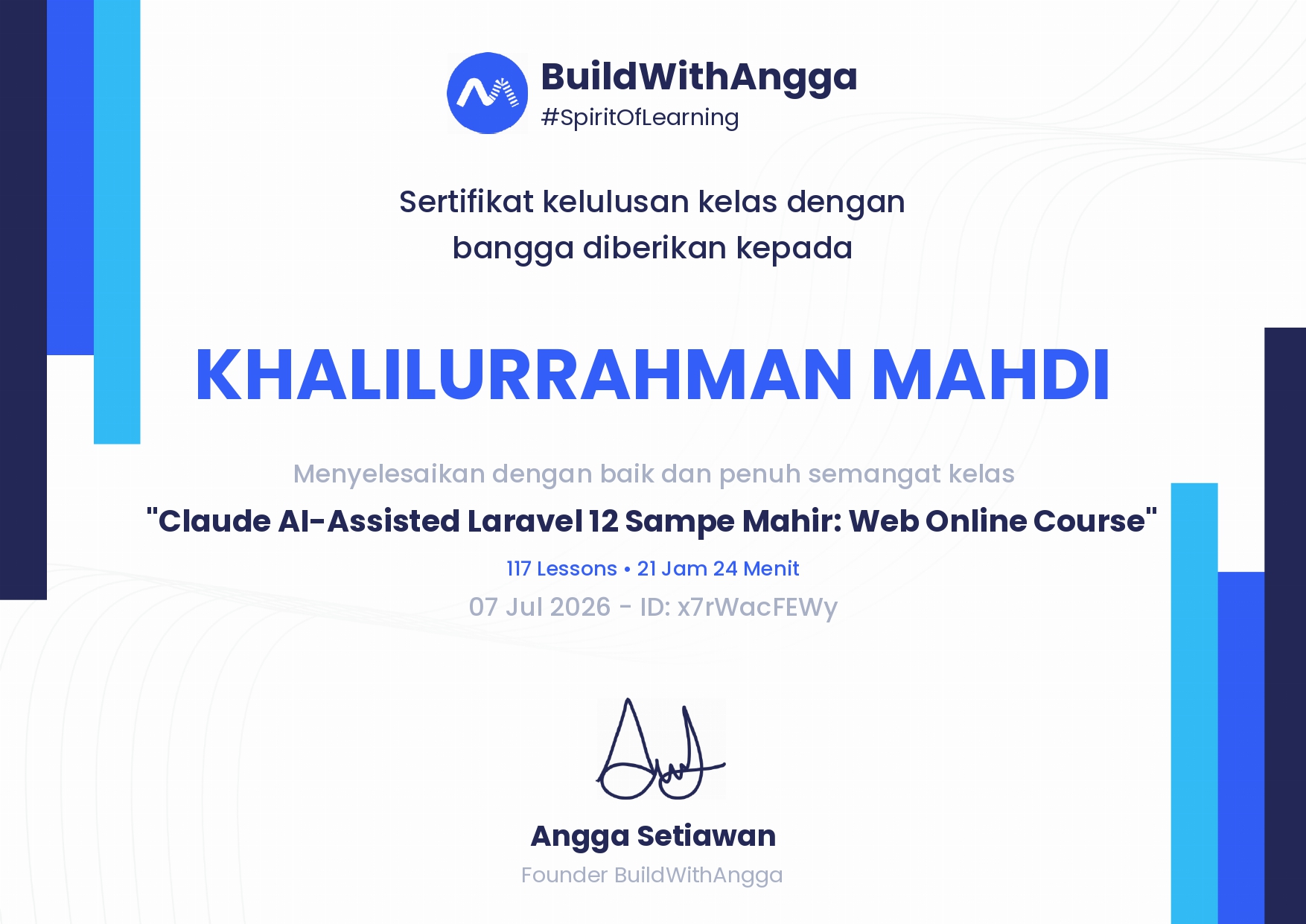 Sertifikat Claude AI-Assisted Laravel 12 Sampe Mahir