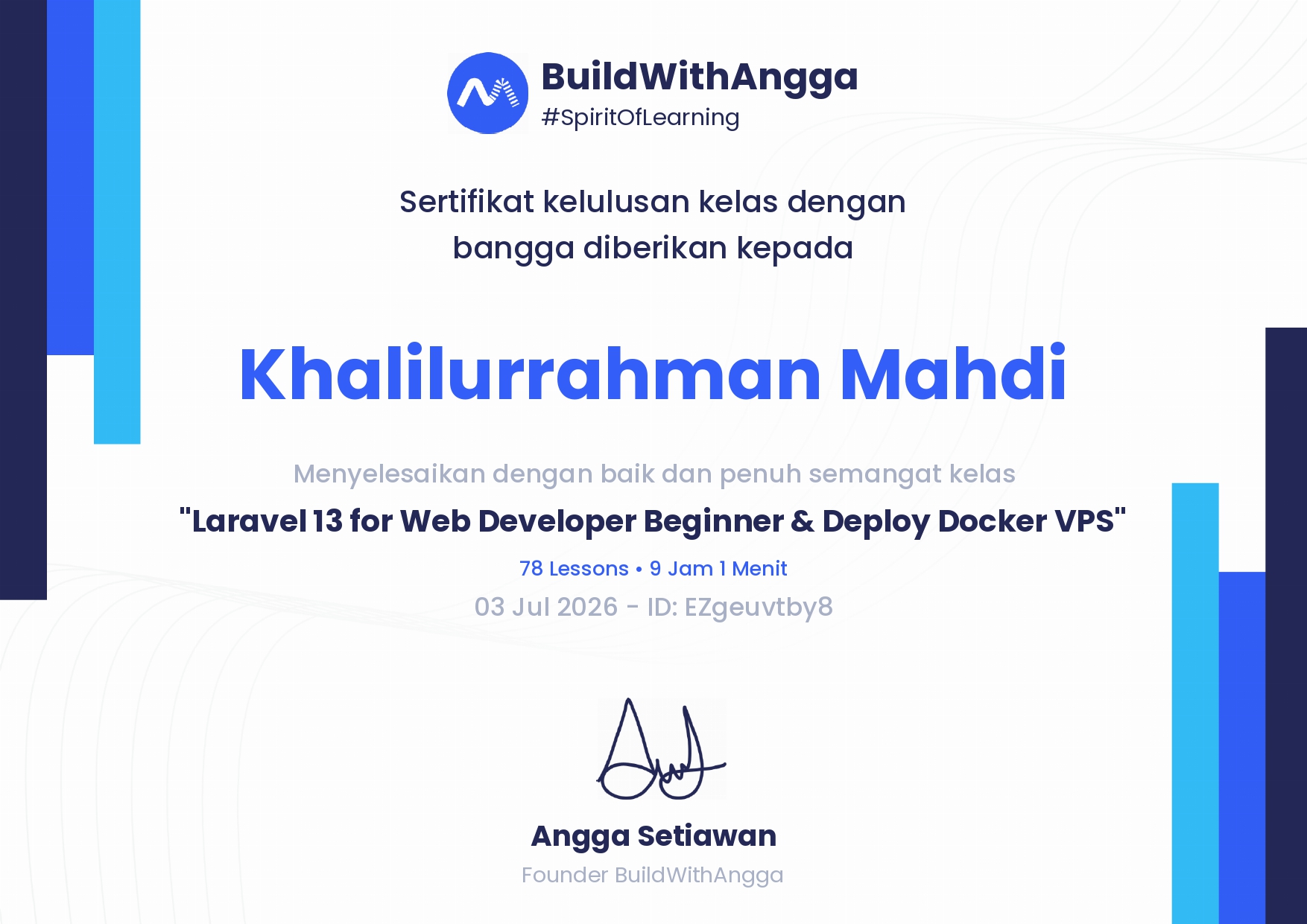 Sertifikat Laravel 13 for Web Developer Beginner & Deploy Docker VPS